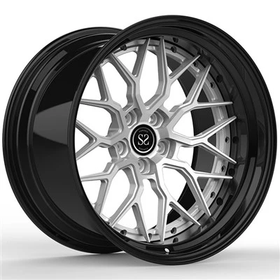 Escalonades 19 i 20 personalitzades negre brillant més plata 2-Llandes d'aliatge d'alumini forjat per PC per a Nissan 370Z I (Z34)